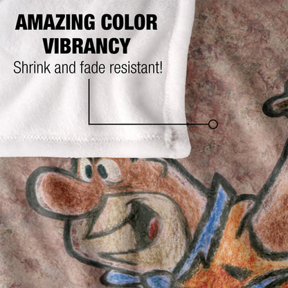Multicoloured - Lifestyle - The Flintstones Wall Drawing Silky Fred Supersoft Blanket