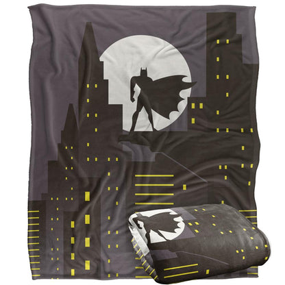 Grey-Black-Yellow - Back - Batman City Silhouette Silky Soft Touch Blanket