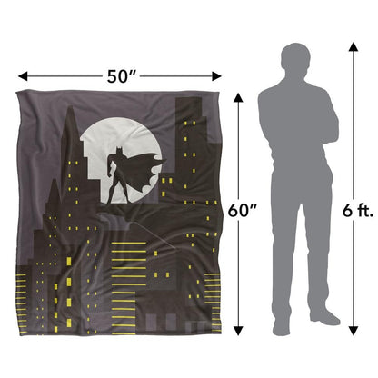 Grey-Black-Yellow - Pack Shot - Batman City Silhouette Silky Soft Touch Blanket