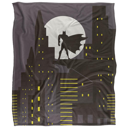 Grey-Black-Yellow - Front - Batman City Silhouette Silky Soft Touch Blanket