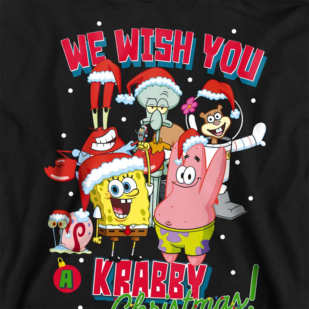 Navy - Back - SpongeBob SquarePants Childrens-Kids Crabby Christmas Pull Over Hoodie