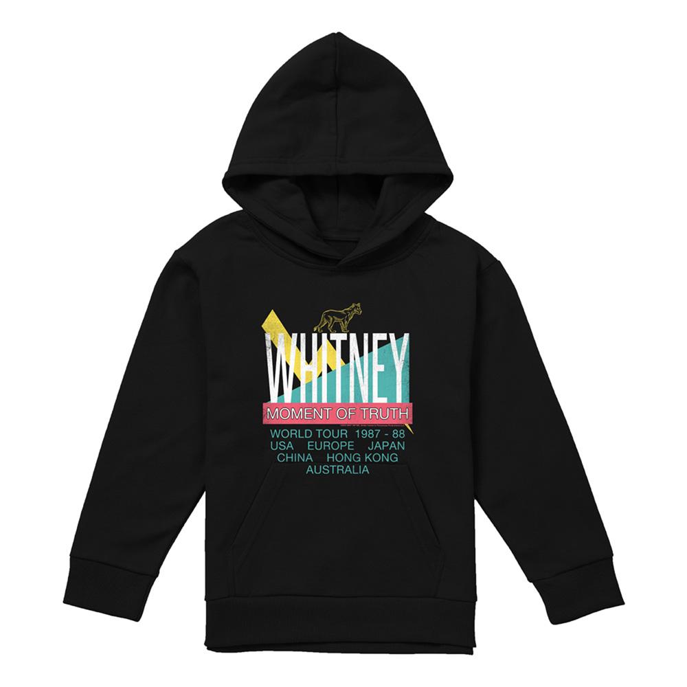 Black - Front - Whitney Houston Childrens-Kids Moment Of Truth Tour Pull Over Hoodie