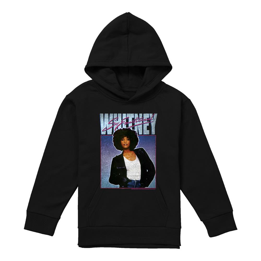 Black - Front - Whitney Houston Childrens-Kids So Emotional Pull Over Hoodie