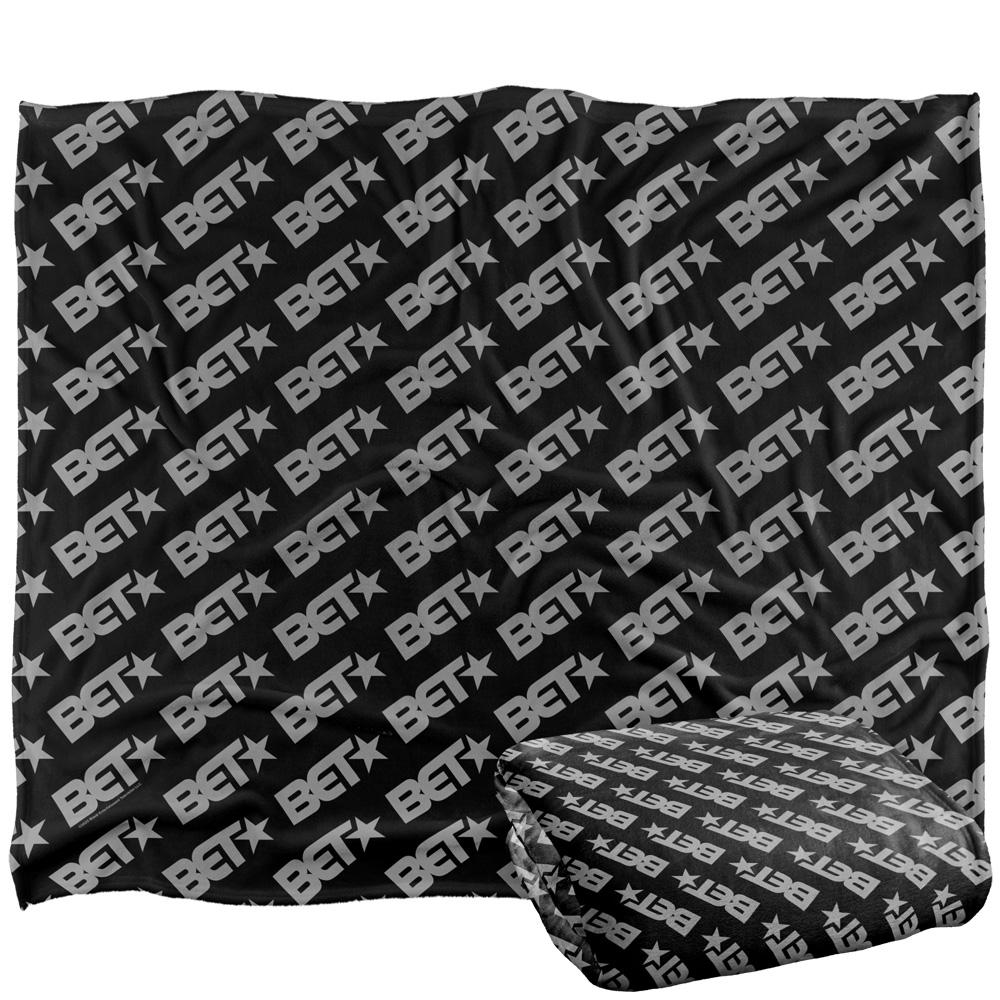 Black-Grey - Back - BET Silky Patterned Supersoft Blanket