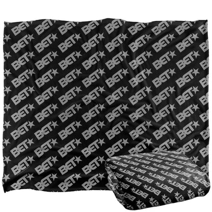 Black-Grey - Back - BET Silky Patterned Supersoft Blanket