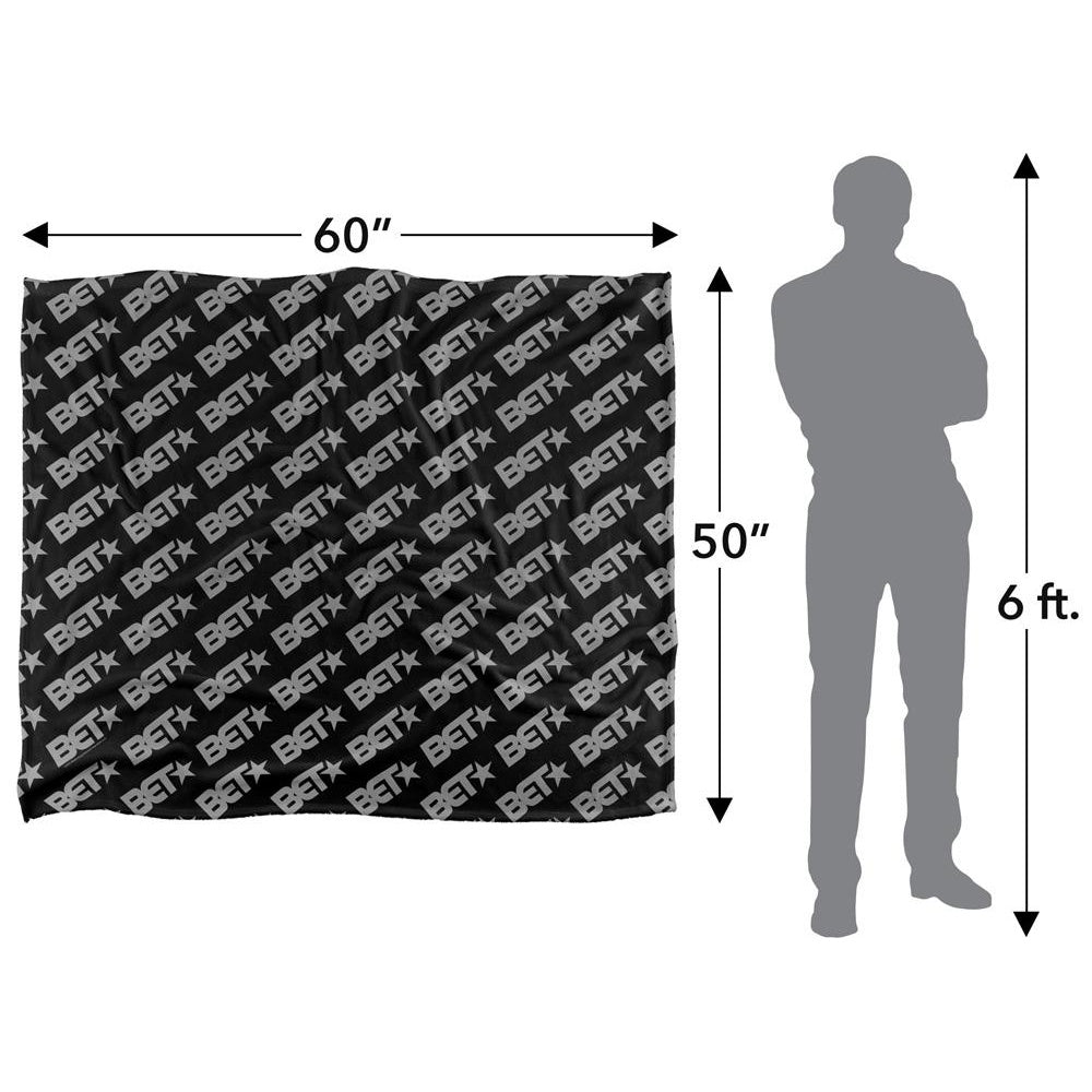 Black-Grey - Pack Shot - BET Silky Patterned Supersoft Blanket