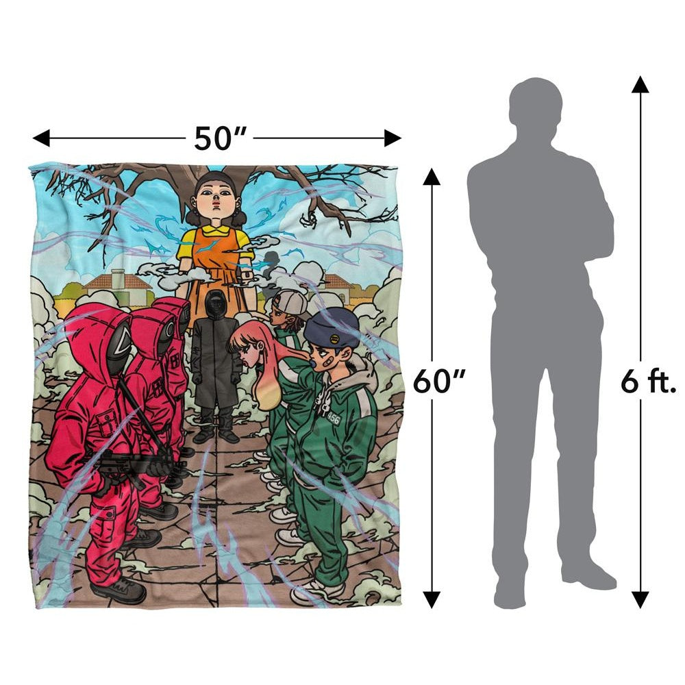 Multicoloured - Pack Shot - Squid Game 3 Stand-Off Silky Anime Supersoft Blanket
