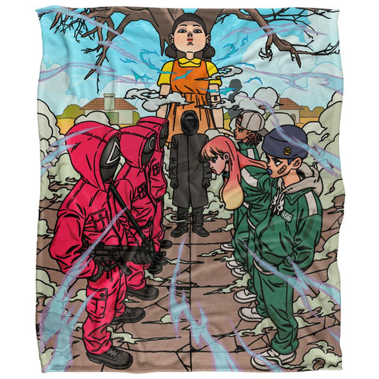 Multicoloured - Front - Squid Game 3 Stand-Off Silky Anime Supersoft Blanket