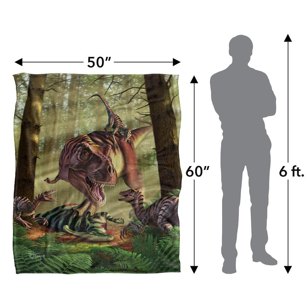 Multicoloured - Pack Shot - JQ Licensing Jlo Silky T-Rex Supersoft Blanket