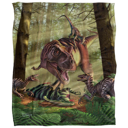 Multicoloured - Front - JQ Licensing Jlo Silky T-Rex Supersoft Blanket