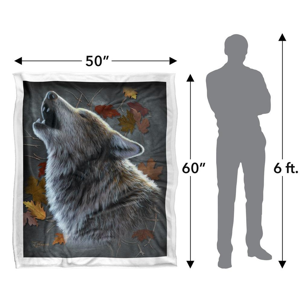 Multicoloured - Close up - JQ Licensing Jlo Silky Howling Wolf Supersoft Blanket