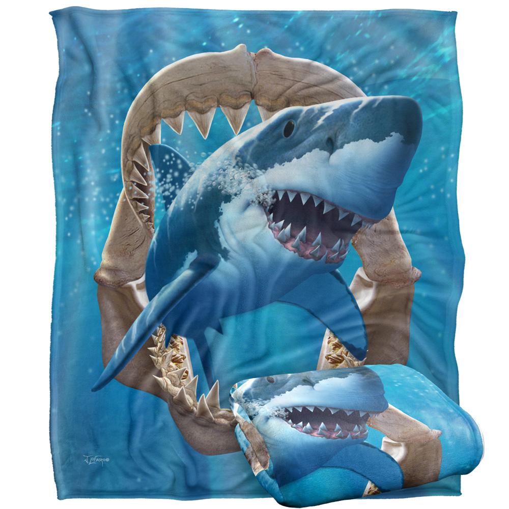 Multicoloured - Back - JQ Licensing Hunting Shark Supersoft Blanket