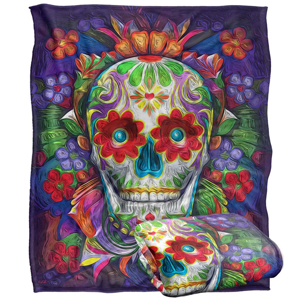 Multicoloured - Back - JQ Licensing James Piazza Silky Sugar Skull Supersoft Blanket
