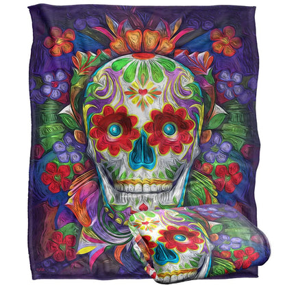 Multicoloured - Back - JQ Licensing James Piazza Silky Sugar Skull Supersoft Blanket
