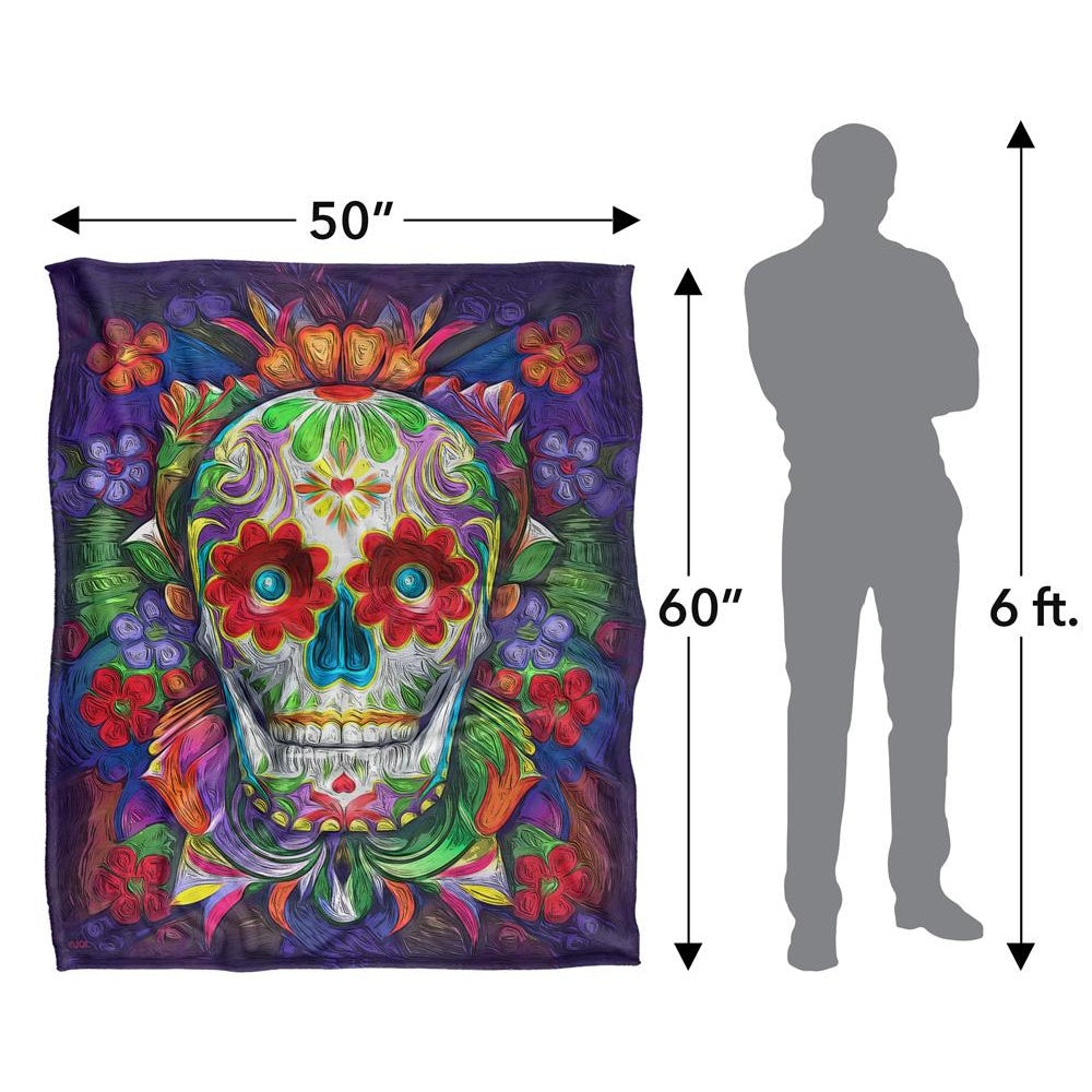 Multicoloured - Pack Shot - JQ Licensing James Piazza Silky Sugar Skull Supersoft Blanket
