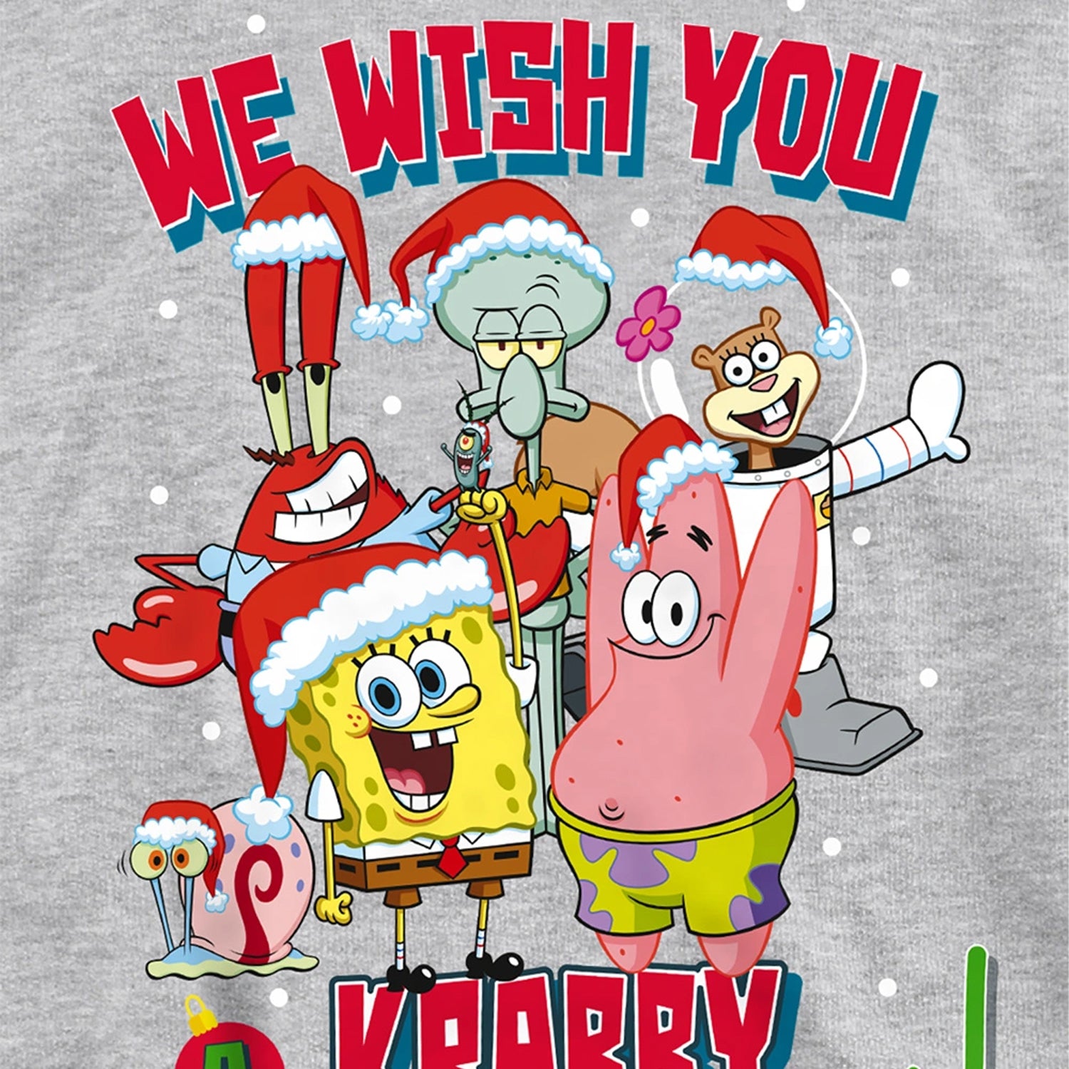Athletic - Side - SpongeBob SquarePants Childrens-Kids Crabby Christmas Heather Hoodie