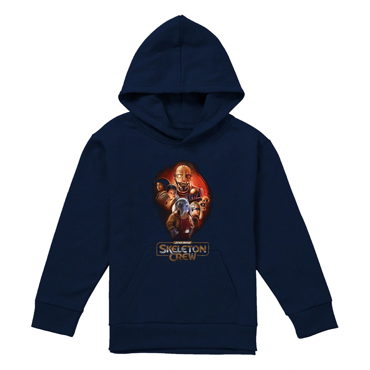 Navy - Front - Star Wars: Skeleton Crew Childrens-Kids Group Hoodie