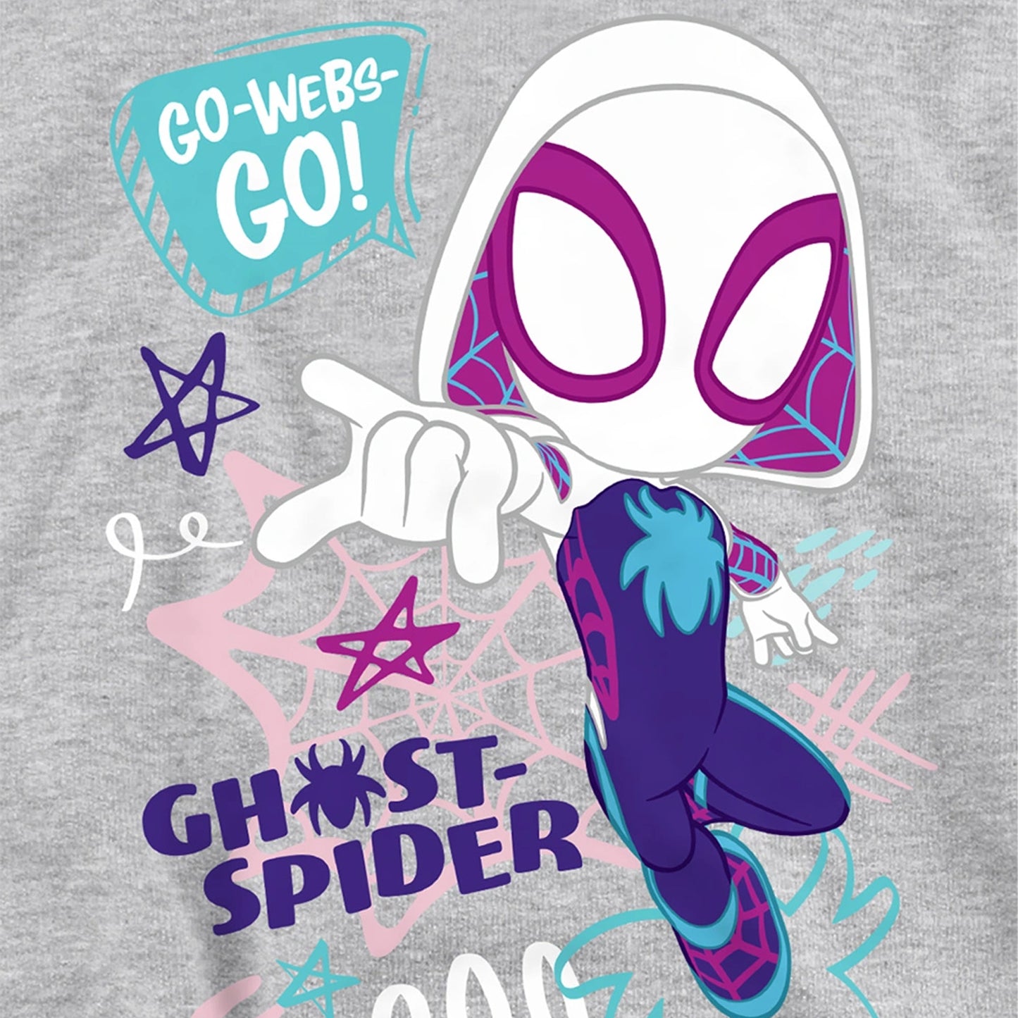 Athletic Heather - Side - Spidey And His Amazing Friends Childrens-Kids Go Webs Go Ghost-Spider Heather Pull Over Hoodie