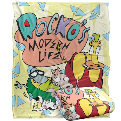 Multicoloured - Back - Rocko´s Modern Life Silky Logo Supersoft Blanket
