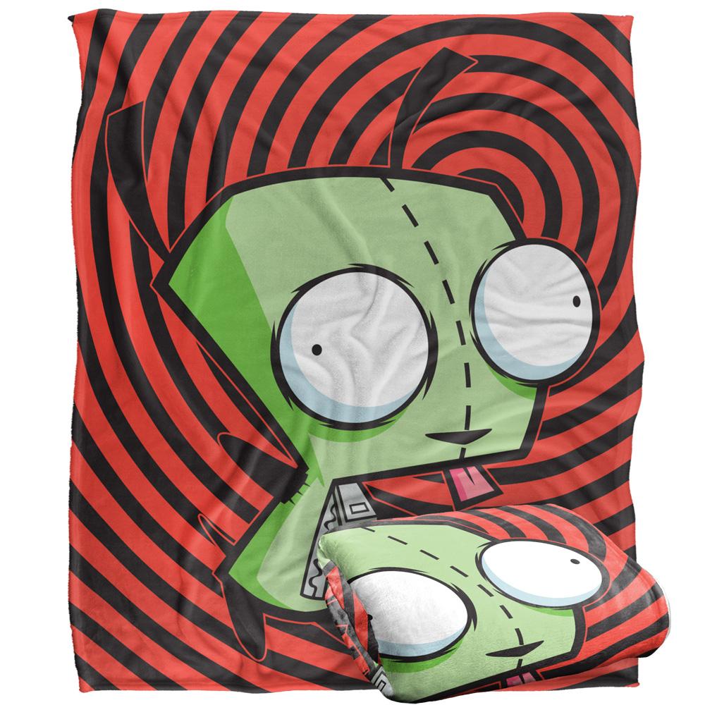 Red-Black-Green - Back - Invader Zim Silky Spiral Gir Supersoft Blanket