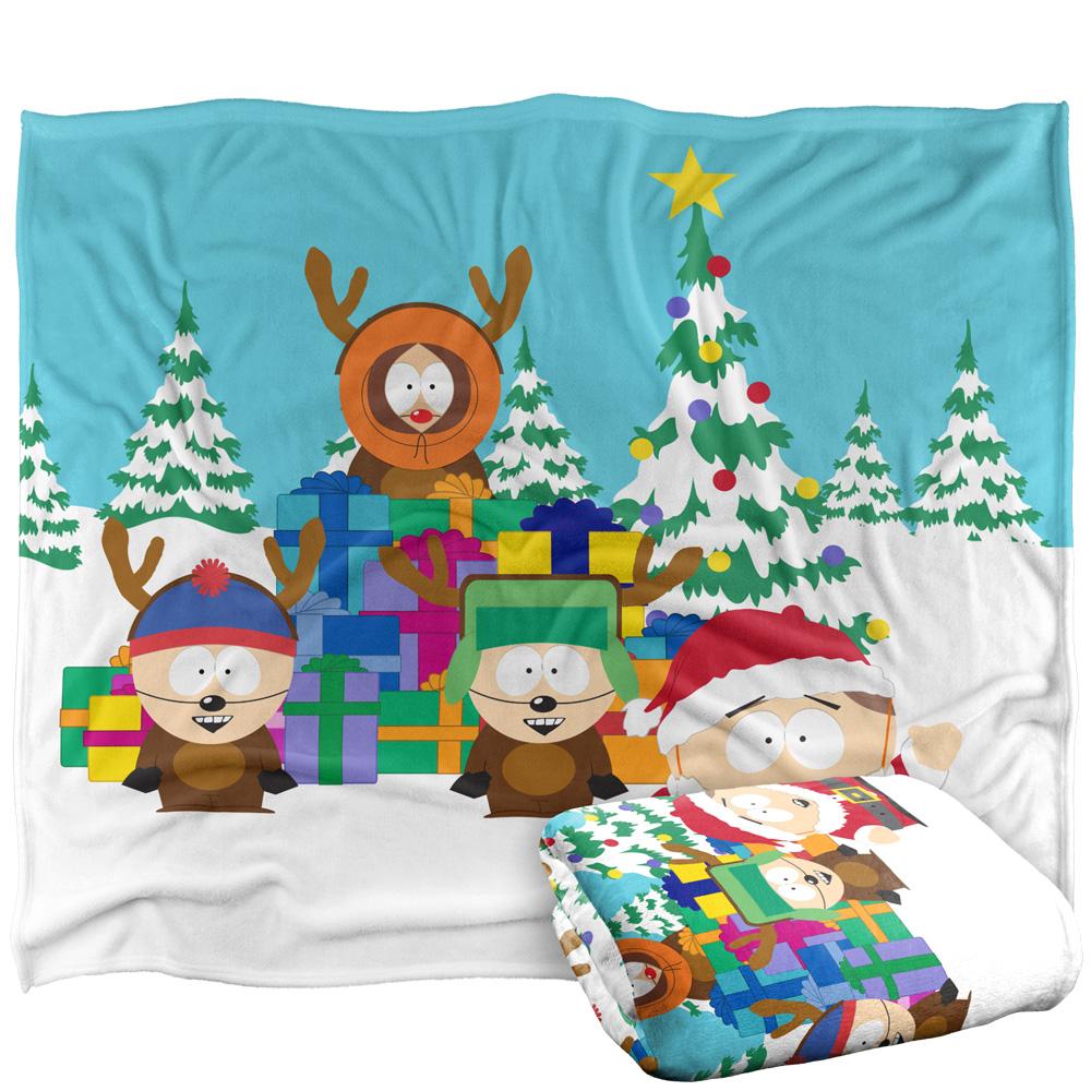 Multicoloured - Back - South Park Cartman Santa Silky Reindeer Supersoft Blanket