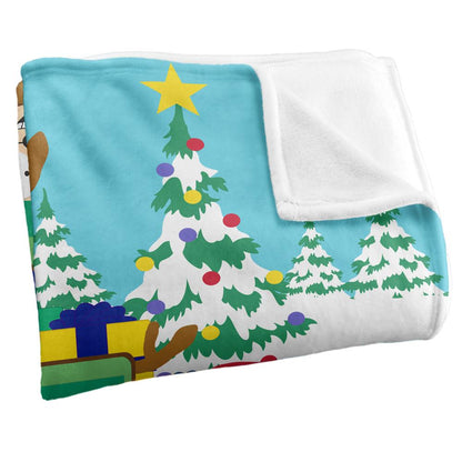 Multicoloured - Side - South Park Cartman Santa Silky Reindeer Supersoft Blanket