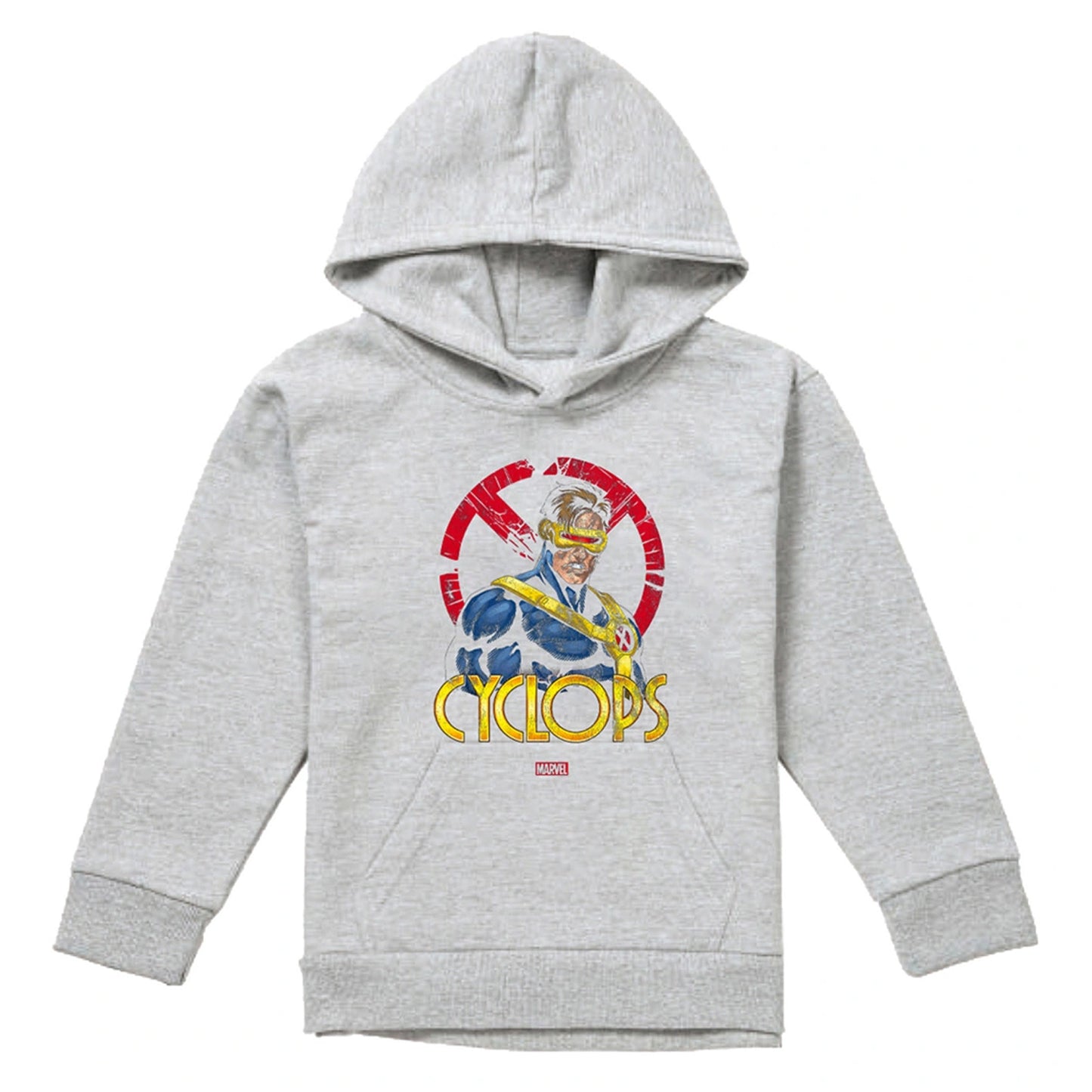 Athletic Heather - Front - X-Men Childrens-Kids Cyclops Logo Heather Pull Over Hoodie