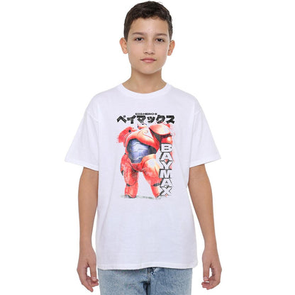 White - Back - Big Hero 6 Boys Baymax Poster T-Shirt
