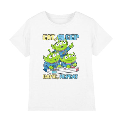 White - Front - Toy Story Boys Eat Sleep Game Repeat Aliens T-Shirt