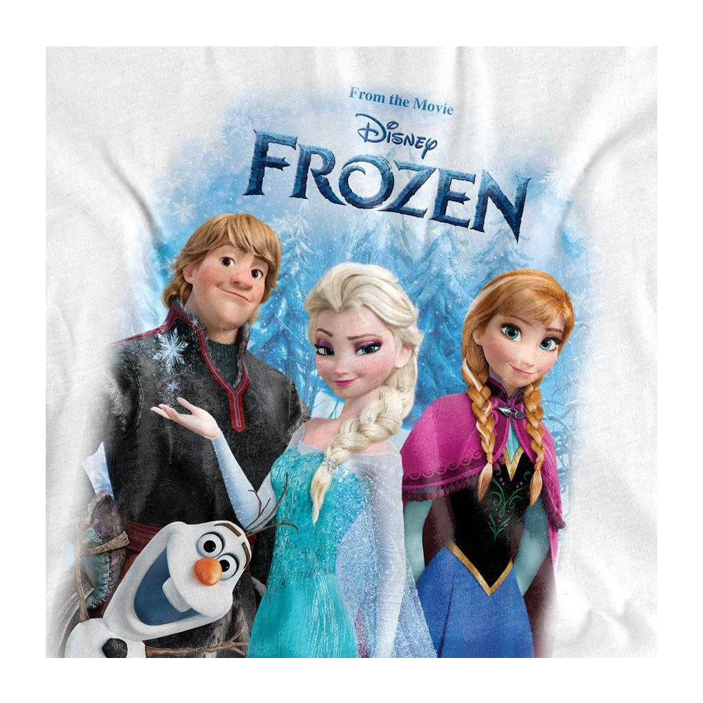 White - Side - Frozen Womens-Ladies Elsa Anna Kristoff Olaf Poster T-Shirt