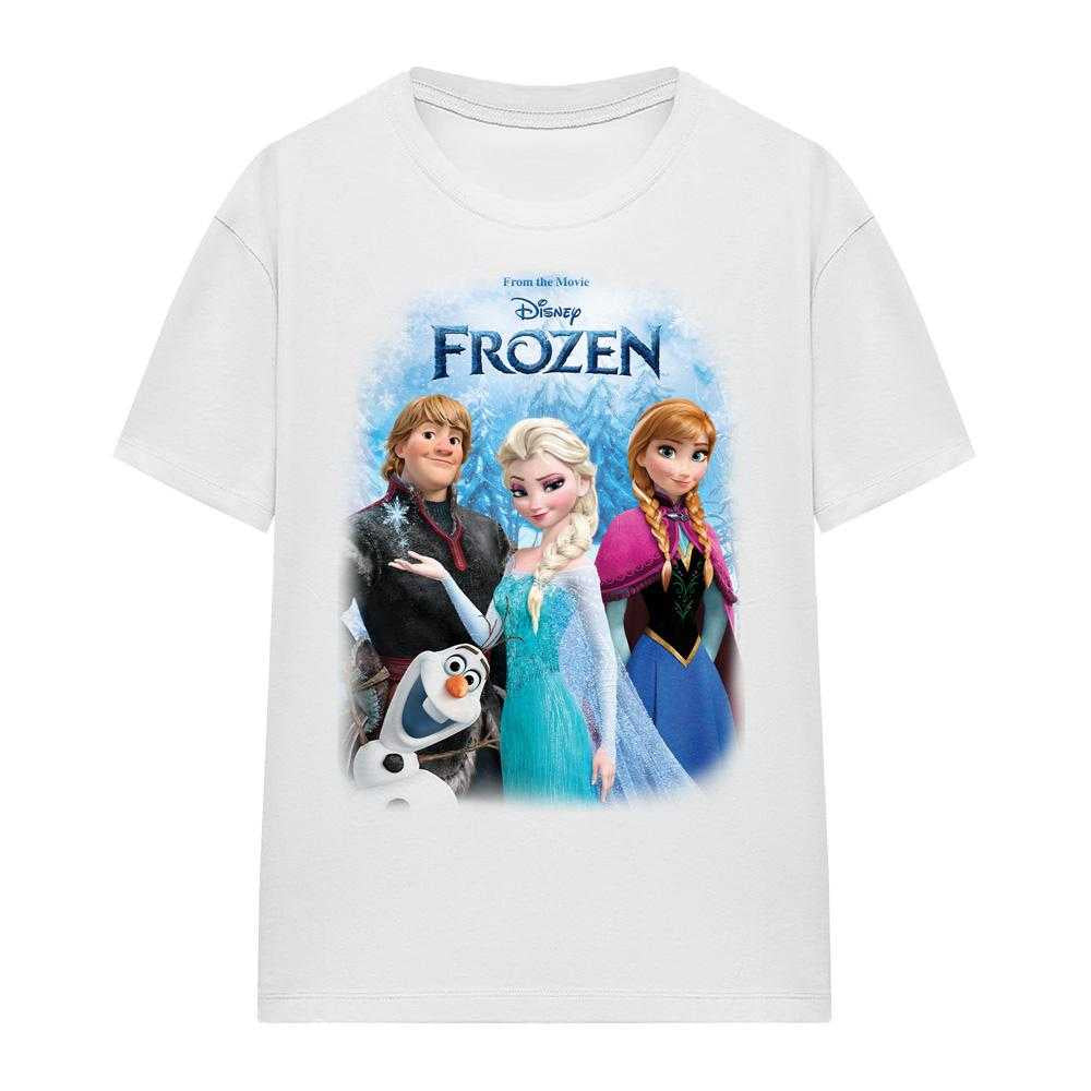 White - Front - Frozen Womens-Ladies Elsa Anna Kristoff Olaf Poster T-Shirt