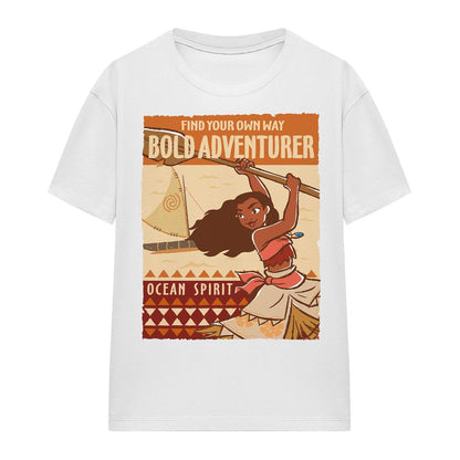 White - Side - Moana Womens-Ladies Bold Adventurer T-Shirt