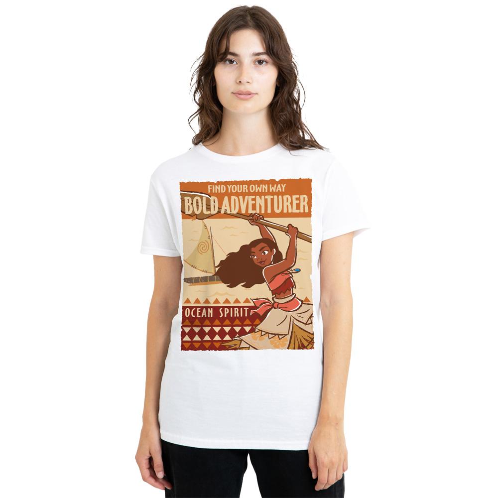White - Front - Moana Womens-Ladies Bold Adventurer T-Shirt