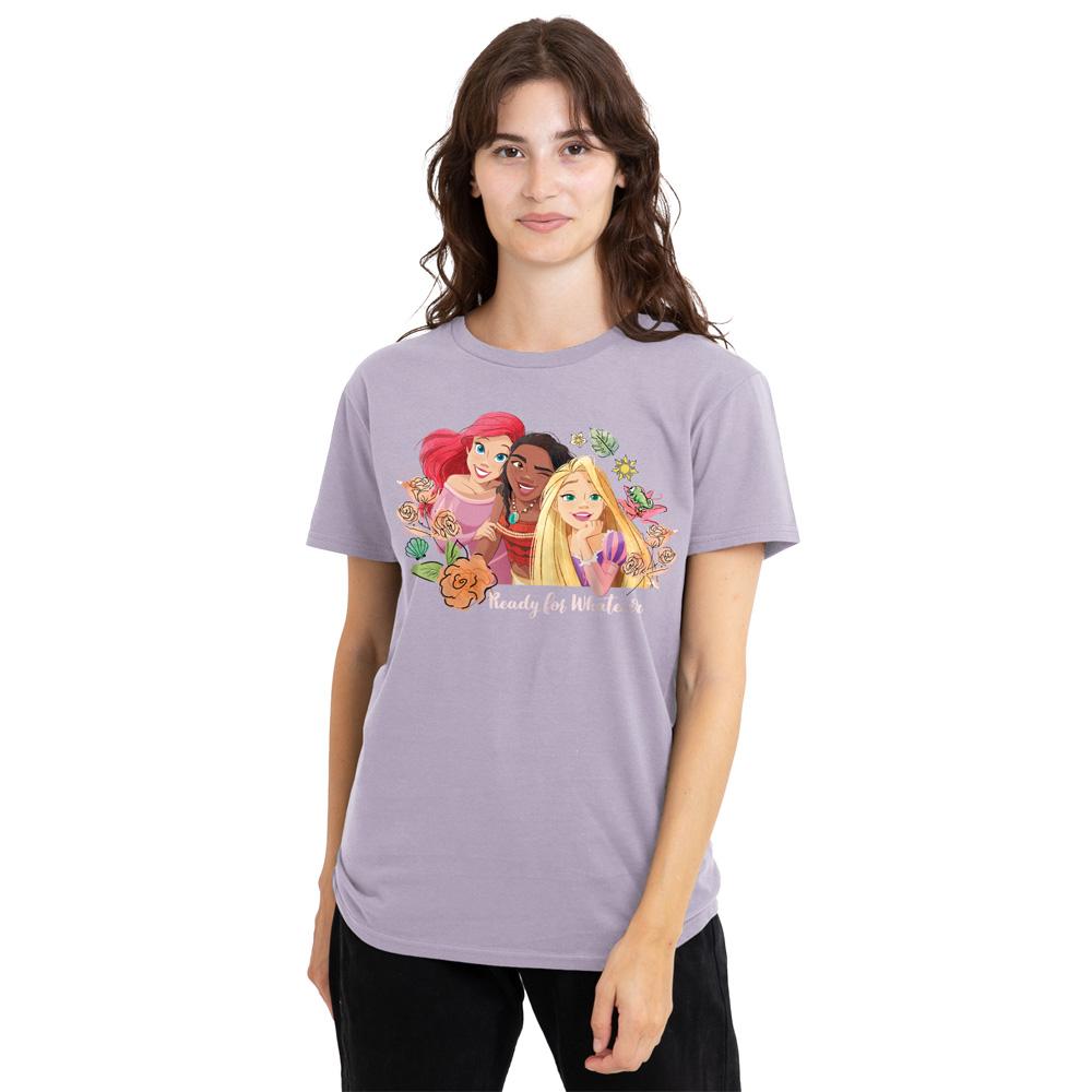 Lavender - Lifestyle - Disney Princess Womens-Ladies Ready For Whatever Ariel Moana Rapunzel T-Shirt