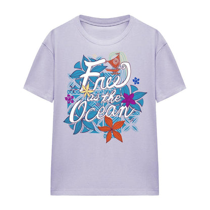 Lavender - Side - Moana Womens-Ladies Free As The Ocean T-Shirt