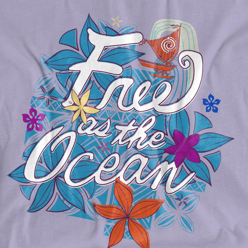 Lavender - Pack Shot - Moana Womens-Ladies Free As The Ocean T-Shirt