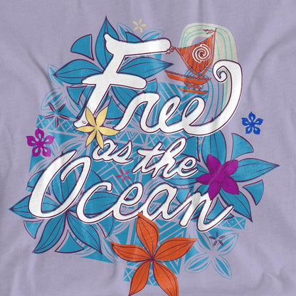 Lavender - Pack Shot - Moana Womens-Ladies Free As The Ocean T-Shirt