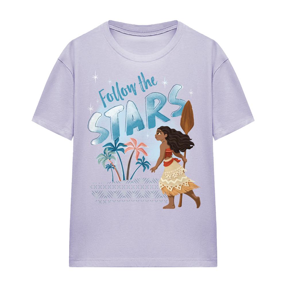 Lavender - Side - Moana Womens-Ladies Follow The Stars T-Shirt