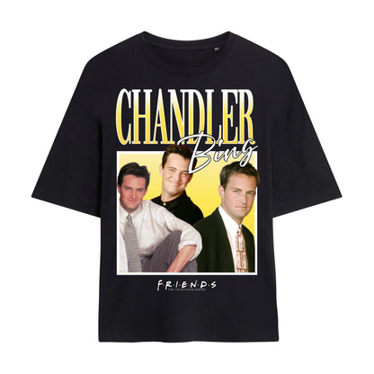 Black - Front - Friends Womens-Ladies 90s Style Chandler Montage T-Shirt