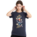 Deep Navy - Back - Captain Marvel Womens-Ladies Be Merry Be Bright T-Shirt