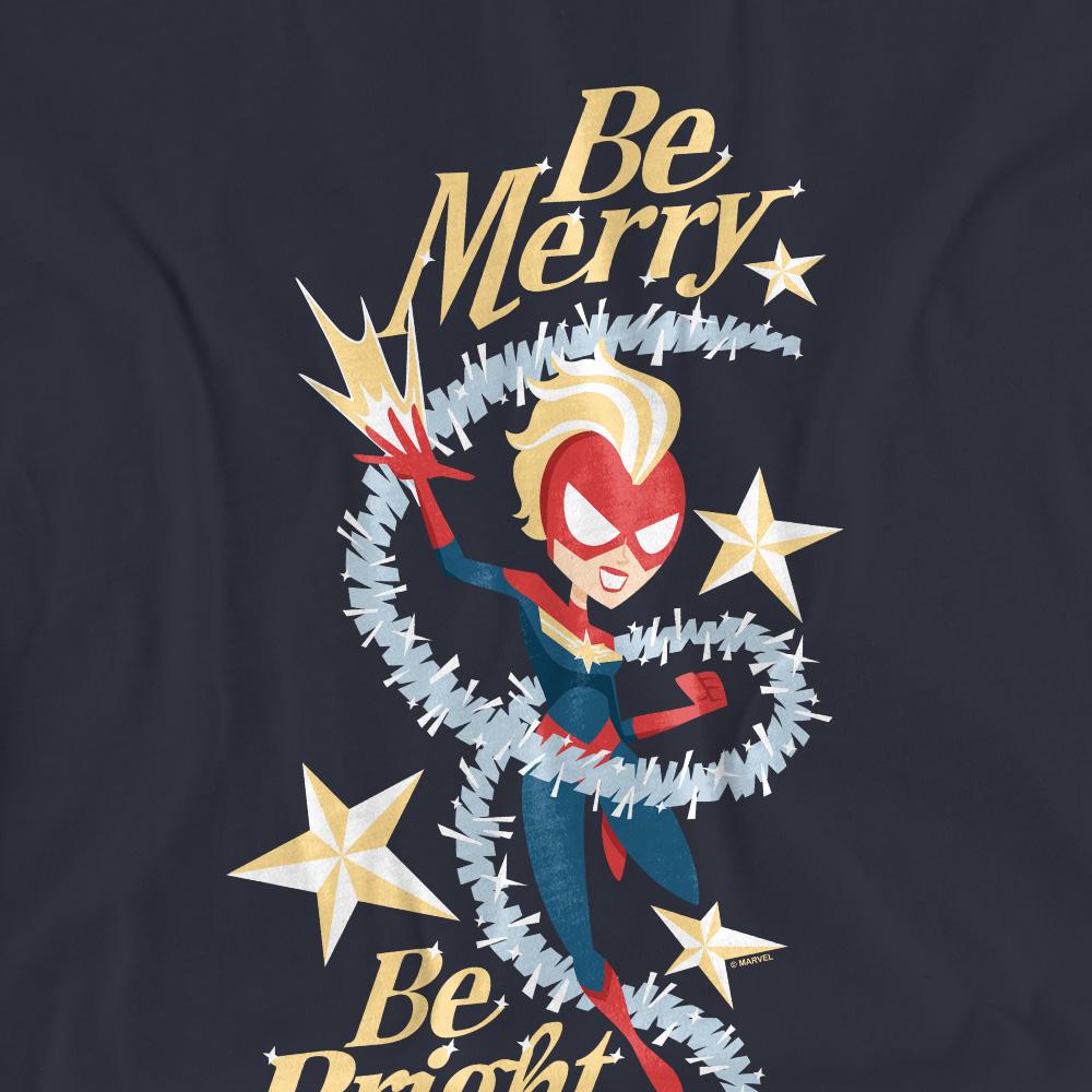 Deep Navy - Pack Shot - Captain Marvel Womens-Ladies Be Merry Be Bright T-Shirt