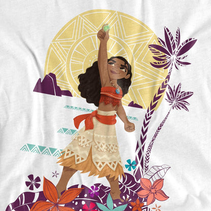 White - Pack Shot - Moana Womens-Ladies Heart Sunset T-Shirt