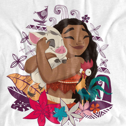 White - Pack Shot - Moana Womens-Ladies Pua & Hei Hei T-Shirt