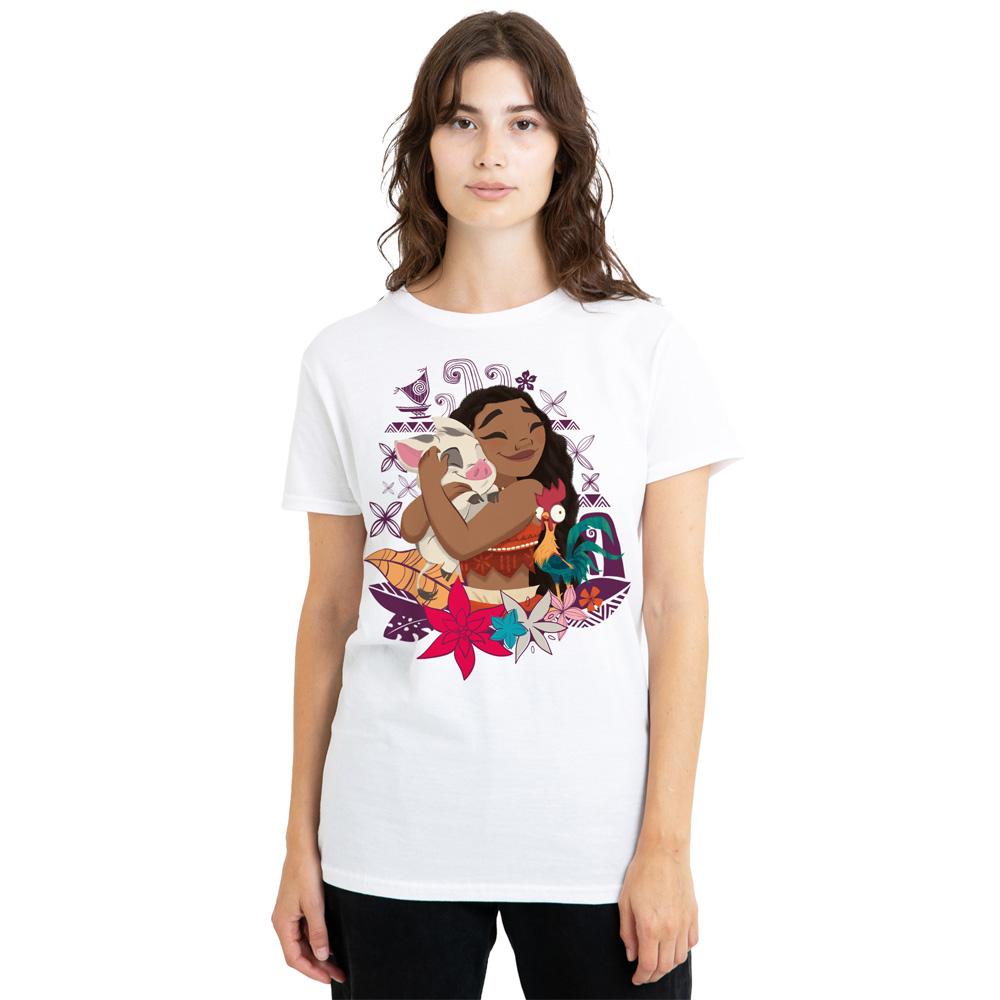 White - Front - Moana Womens-Ladies Pua & Hei Hei T-Shirt