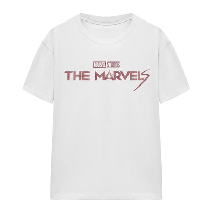 White - Side - The Marvels Womens-Ladies Distressed Logo T-Shirt