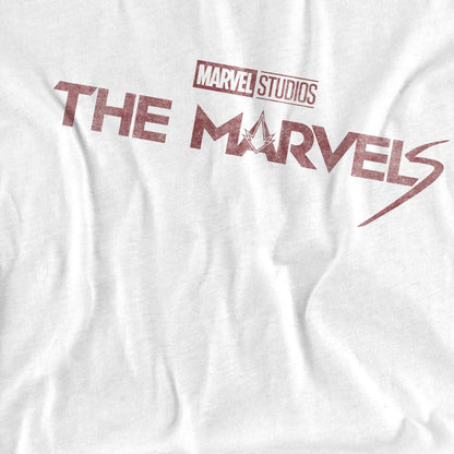 White - Pack Shot - The Marvels Womens-Ladies Distressed Logo T-Shirt