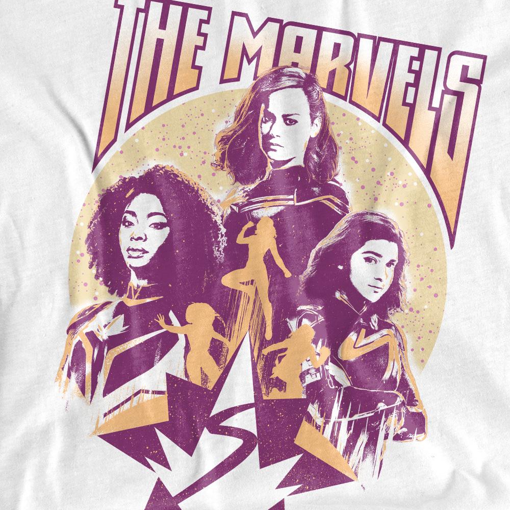 White - Pack Shot - The Marvels Womens-Ladies Quantum Heroes T-Shirt