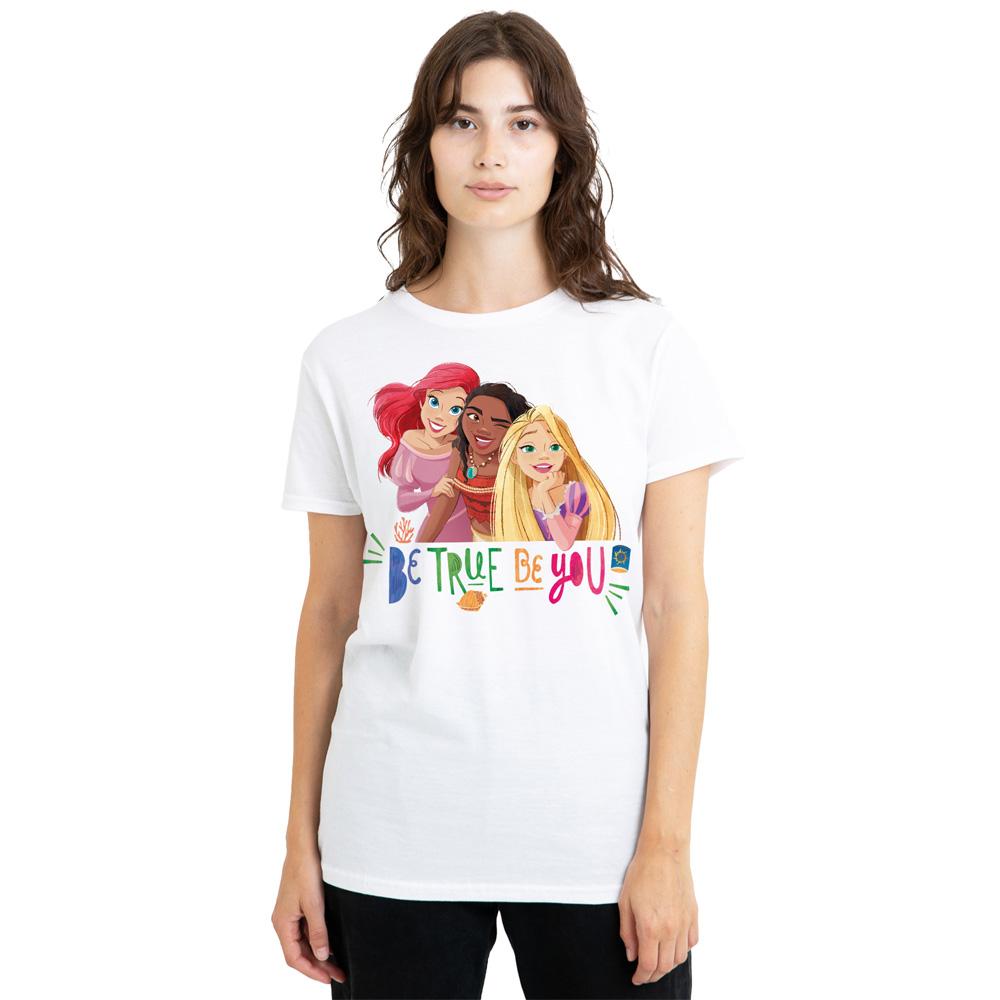 White - Front - Disney Princess Womens-Ladies Be True Be You Ariel Moana Rapunzel T-Shirt