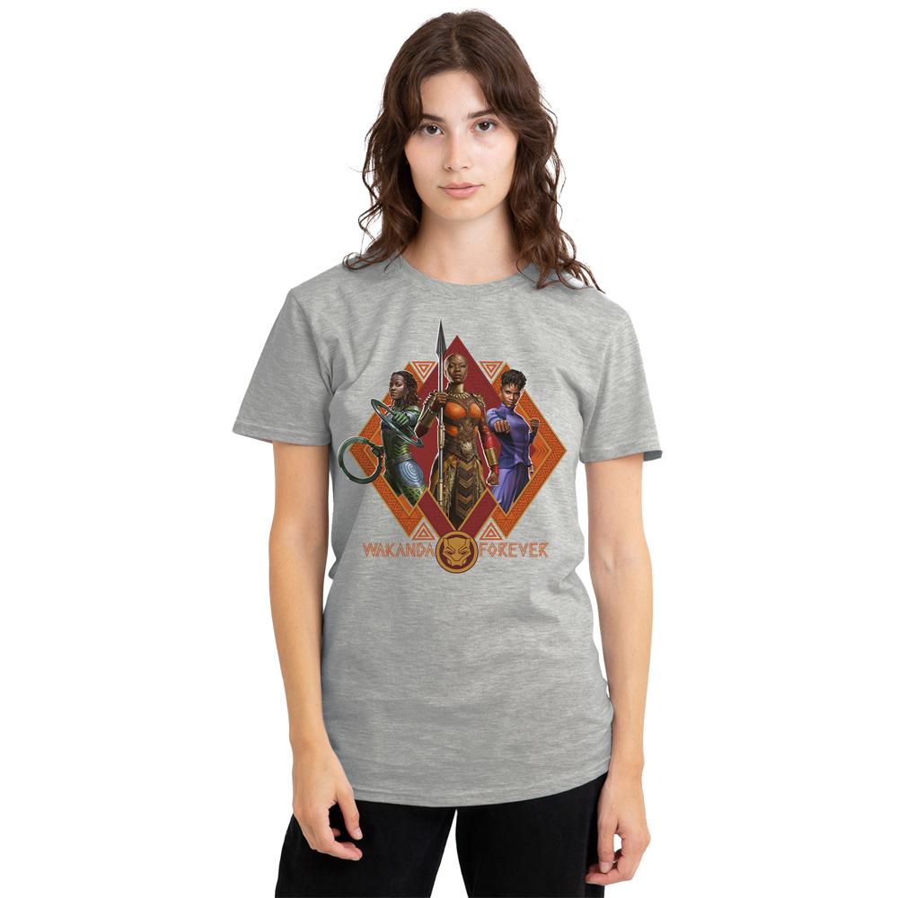 Athletic Heather - Back - Black Panther: Wakanda Forever Womens-Ladies Shuri Okoye Nakia Heather T-Shirt