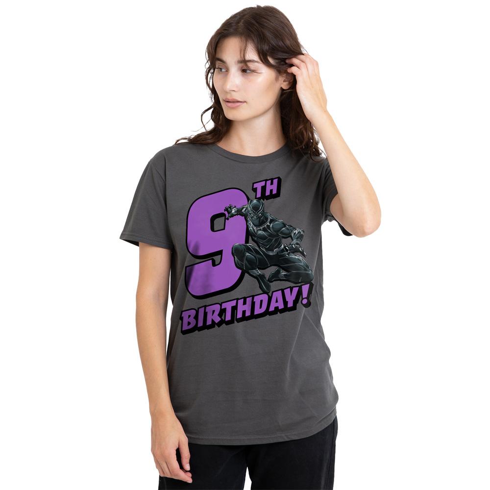 Charcoal - Back - Black Panther: Wakanda Forever Womens-Ladies 9th Birthday T-Shirt